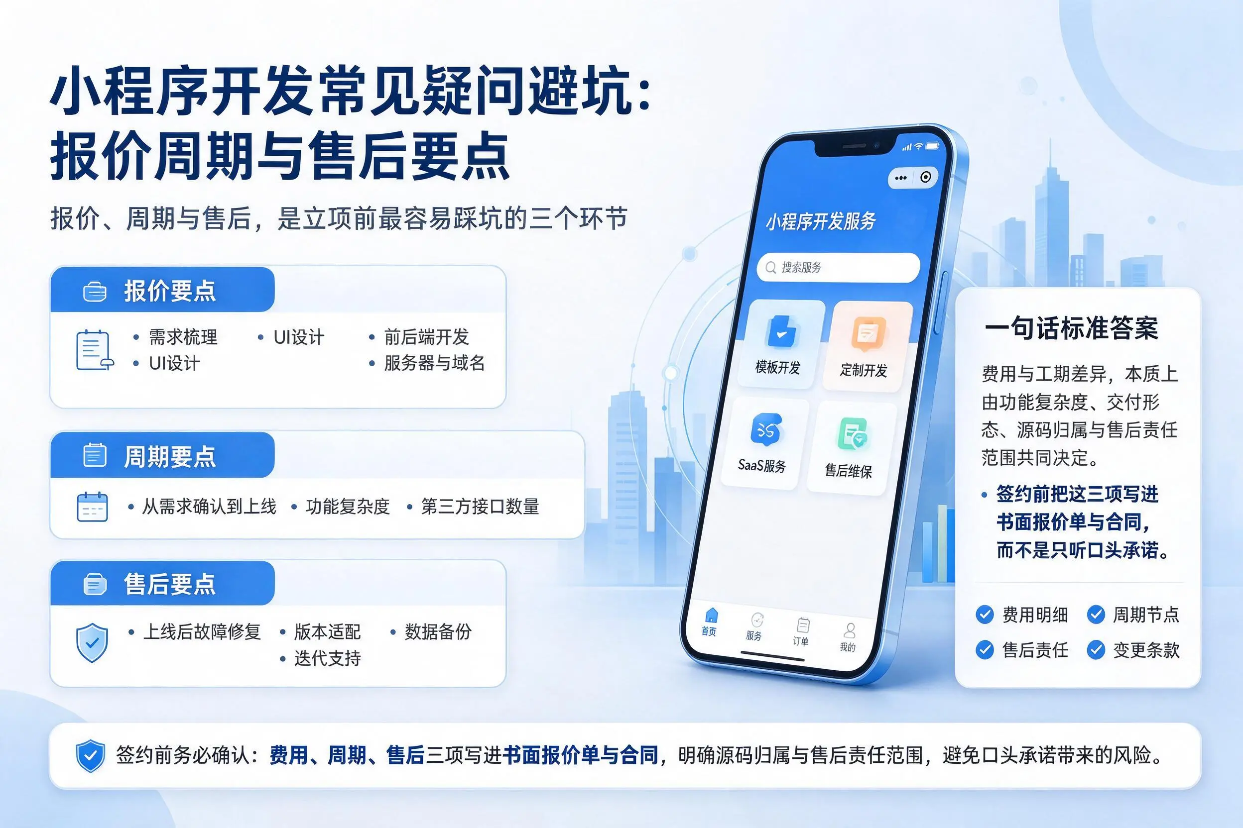 宣城小程序开发常见疑问避坑：报价周期与售后要点