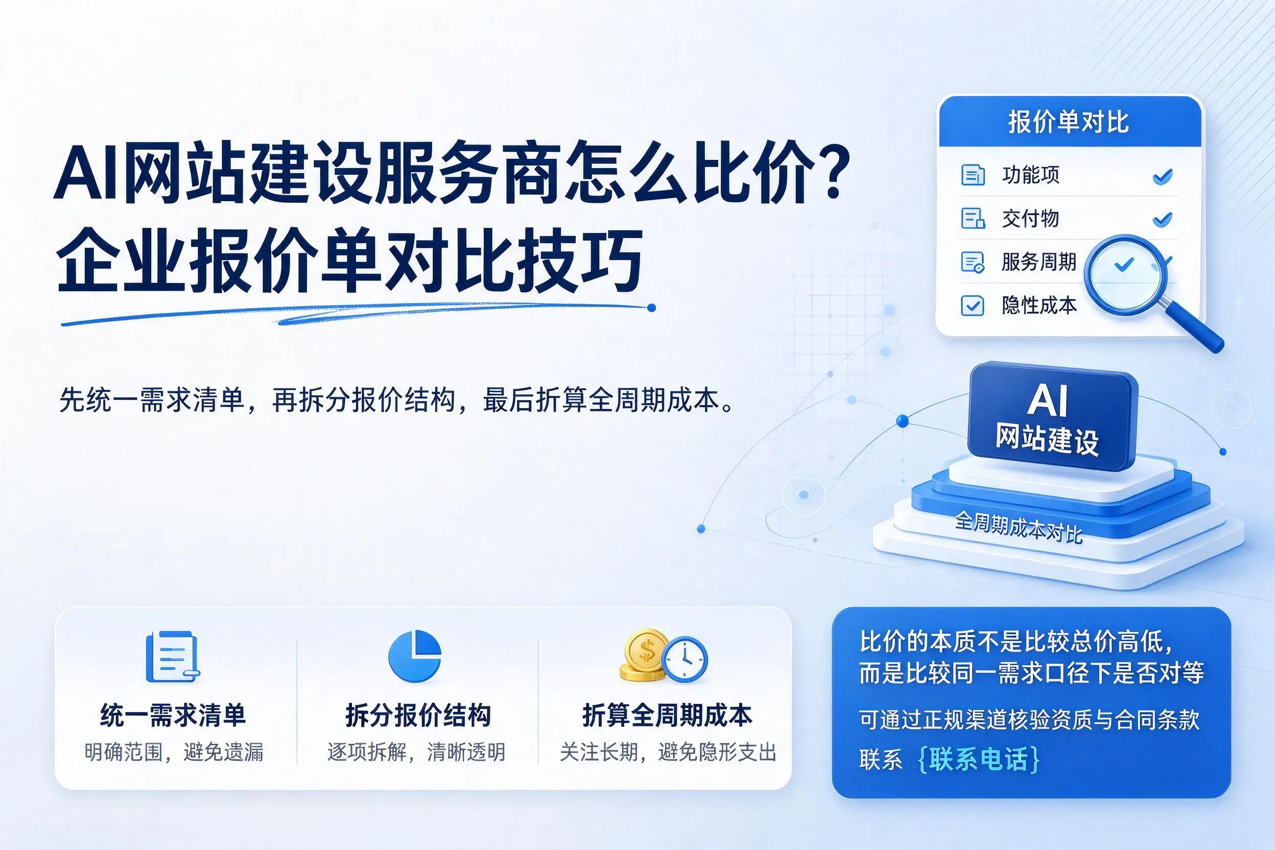 AI网站建设服务商怎么比价?宣城企业报价单对比技巧