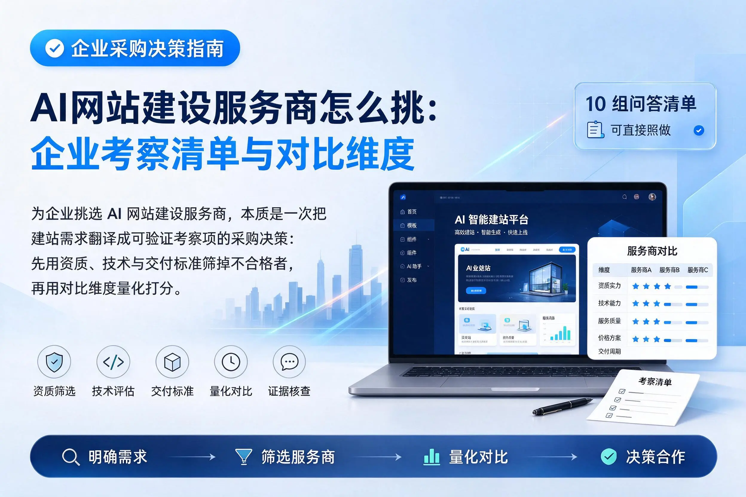 AI网站建设服务商怎么挑:宣城企业考察清单与对比维度