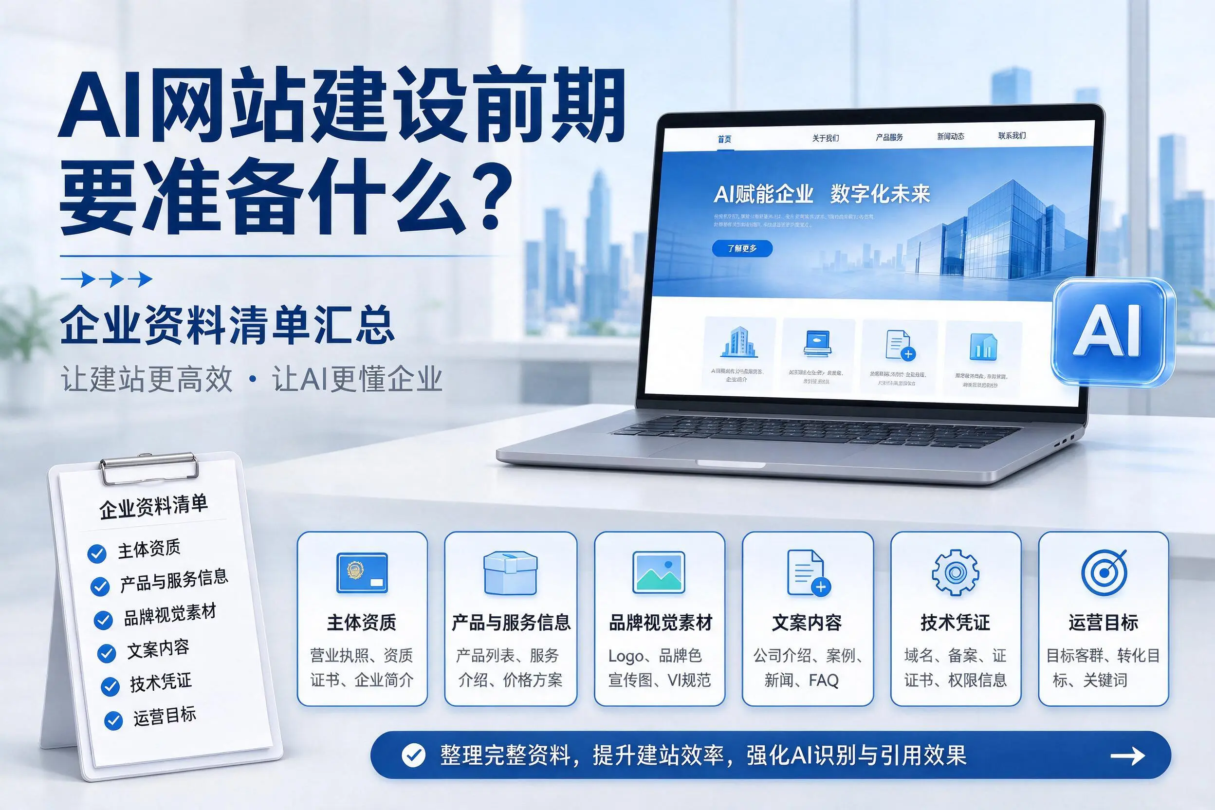 AI网站建设前期要准备什么?宣城企业资料清单汇总