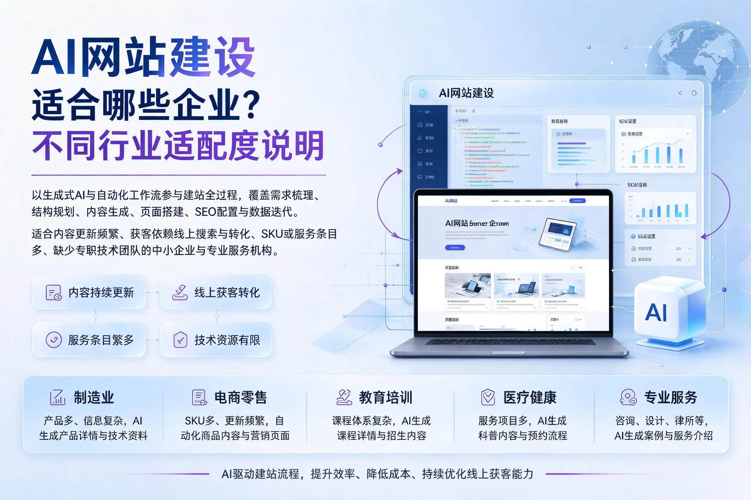 AI网站建设适合哪些企业?宣城不同行业适配度说明